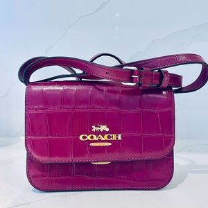 Coach crossbody croc debossed  leather purse, excellent condition.